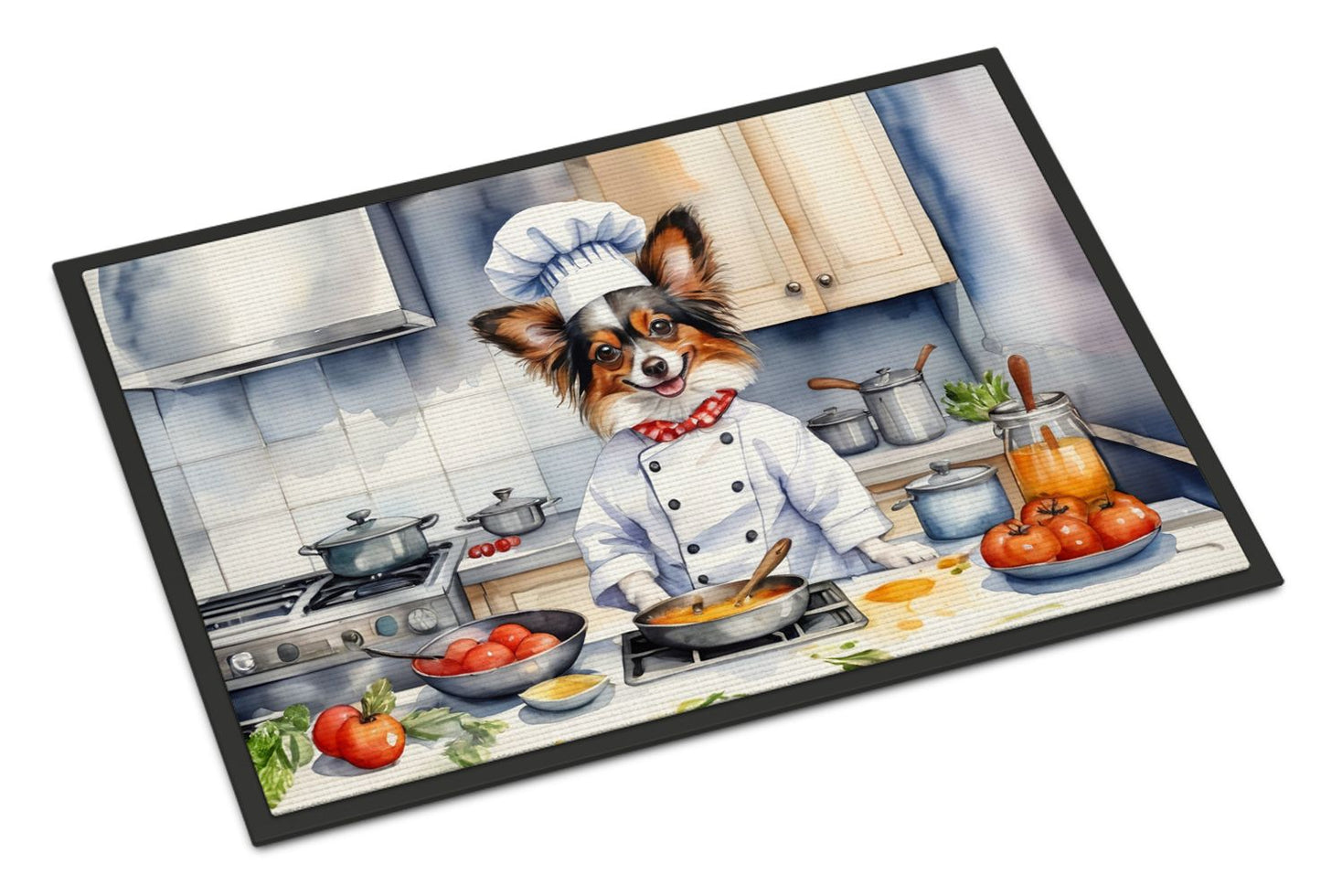 NEW Papillon The Chef Doormat Front Door Mat Indoor Outdoor Rugs for Entryway, Non Slip Washable Low Pile, 18H X 27W