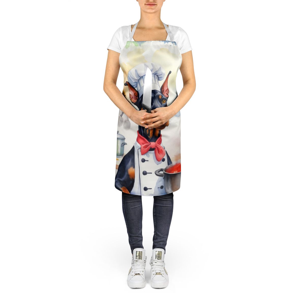 Doberman Pinscher The Chef Apron Cooking Kitchen Server Baking Crafts Gardening for Adult Women Men, Unisex, Large, Multicolor