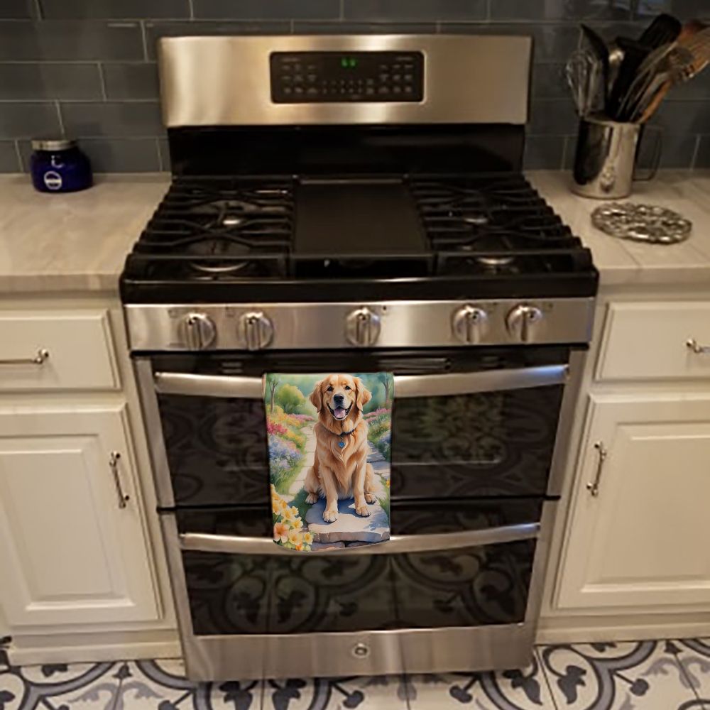 Golden Retriever Spring Path Kitchen Towel Dish Cloths Guest Hand Towel Decorative Bathroom Towel for Face,Tea, Dishcloth, Kitchen and Bath
