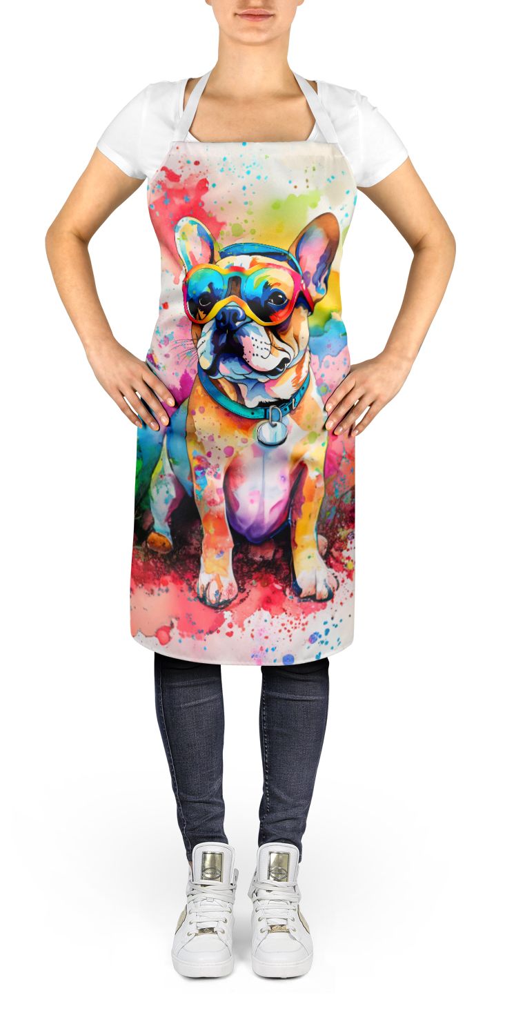 French Bulldog Hippie Dawg Apron Cooking Kitchen Server Baking Crafts Gardening for Adult Women Men, Unisex, Large, Multicolor