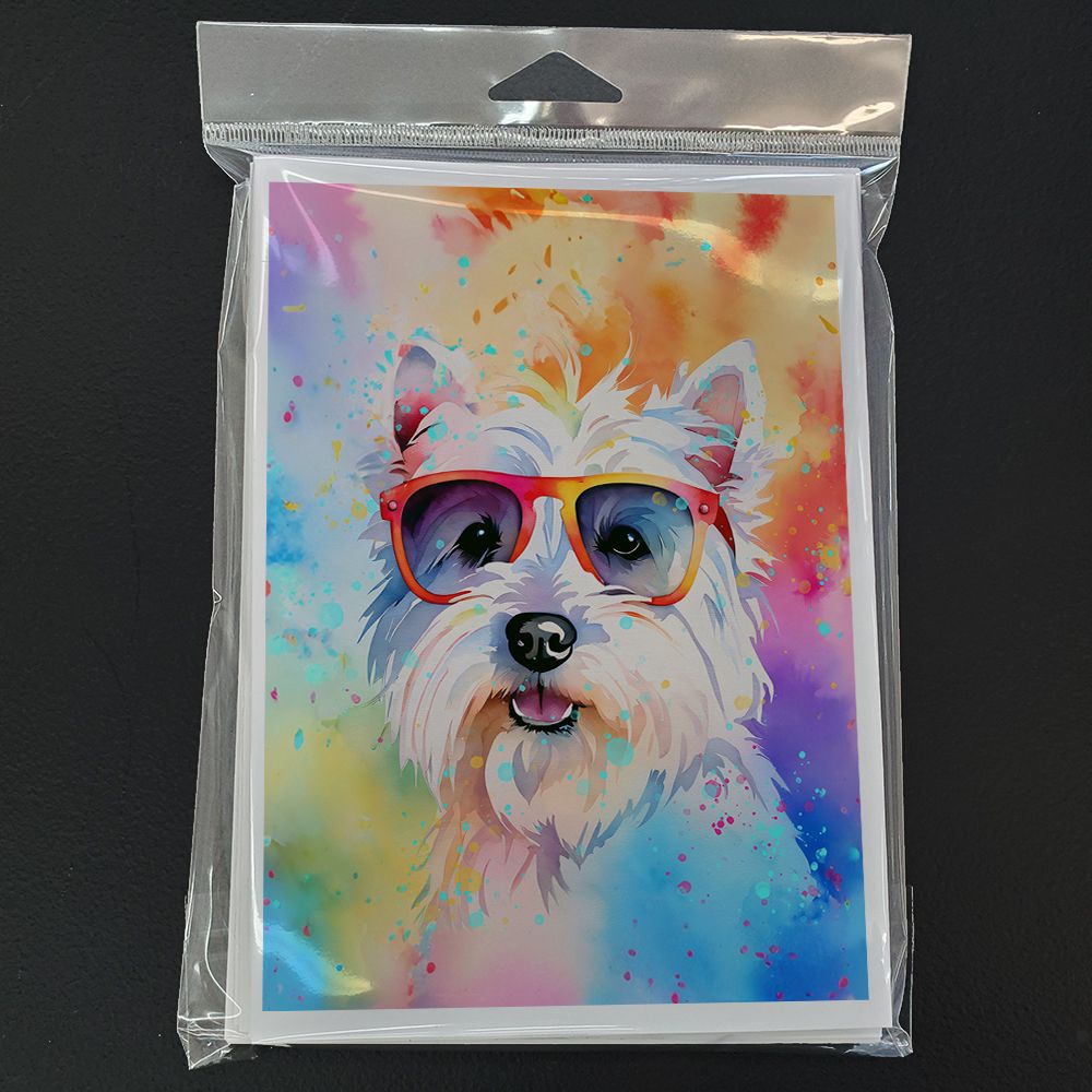 Westie Hippie Dawg Greeting Cards Pack of 8 Blank Cards with Envelopes Whimsical A7 Size 5x7 Blank Note Cards