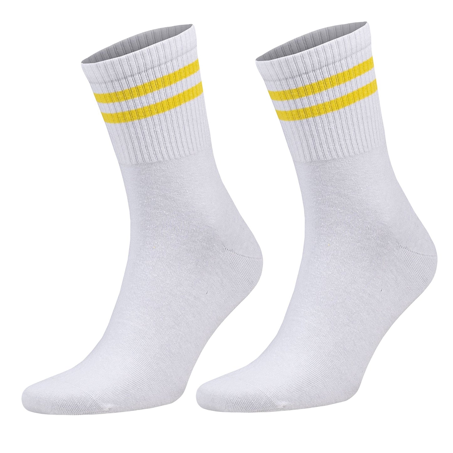 Athletic Tennis Crew Socks for Women with Stripes 6 Pairs Shoe Size 5 to 10