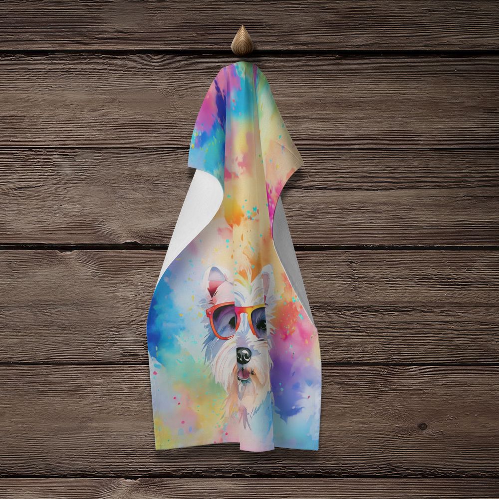 Westie Hippie Dawg Kitchen Towel Dish Cloths Guest Hand Towel Decorative Bathroom Towel for Face,Tea, Dishcloth, Kitchen and Bath