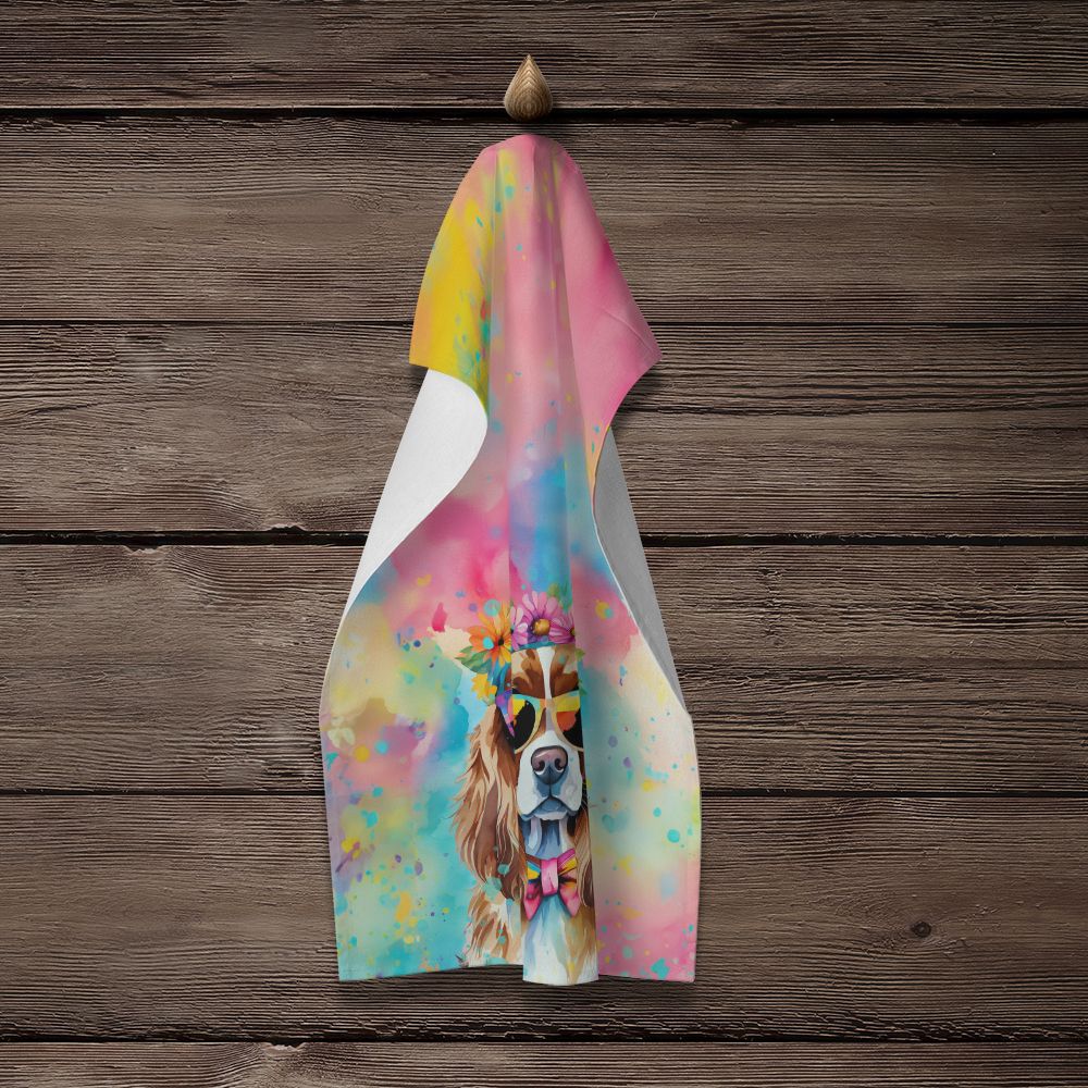 Cavalier Spaniel Hippie Dawg Kitchen Towel Dish Cloths Guest Hand Towel Decorative Bathroom Towel for Face,Tea, Dishcloth, Kitchen and Bath