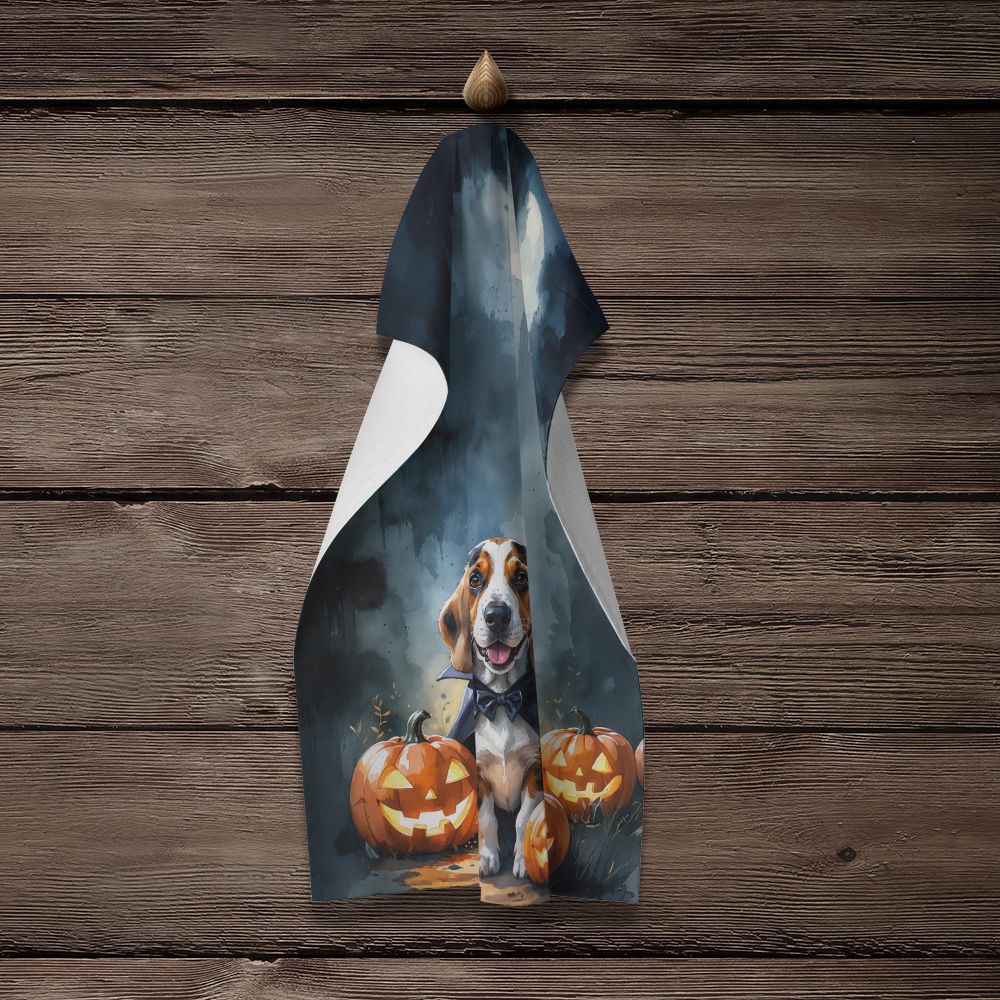 Basset Hound Puppy Halloween Kitchen Towel Dish Cloths Guest Hand Towel Decorative Bathroom Towel for Face,Tea, Dishcloth, Kitchen and Bath