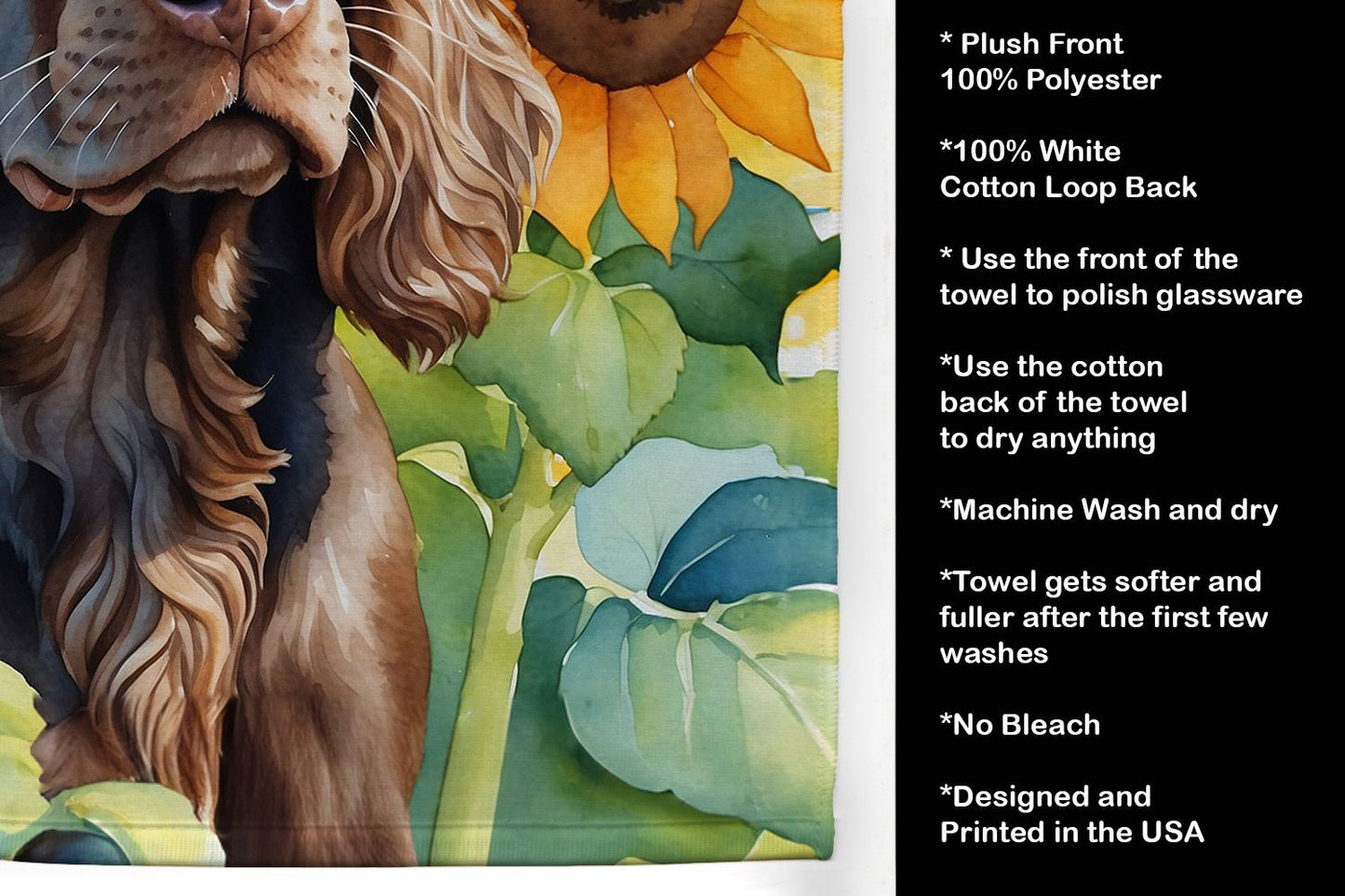 Boykin Spaniel in Sunflowers Kitchen Towel Dish Cloths Guest Hand Towel Decorative Bathroom Towel for Face,Tea, Dishcloth, Kitchen and Bath