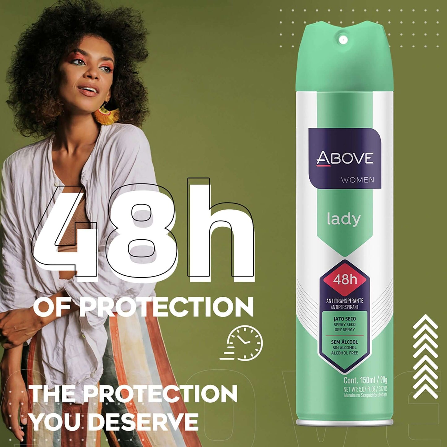 ABOVE Lady - 48 Hours Antiperspirant Deodorant - Dry Spray for Women - Notes of verbena, Raspberry and Pomegranate - Protects Against Sweat and Body Odor - Stain and Cruelty Free - 3.17 oz