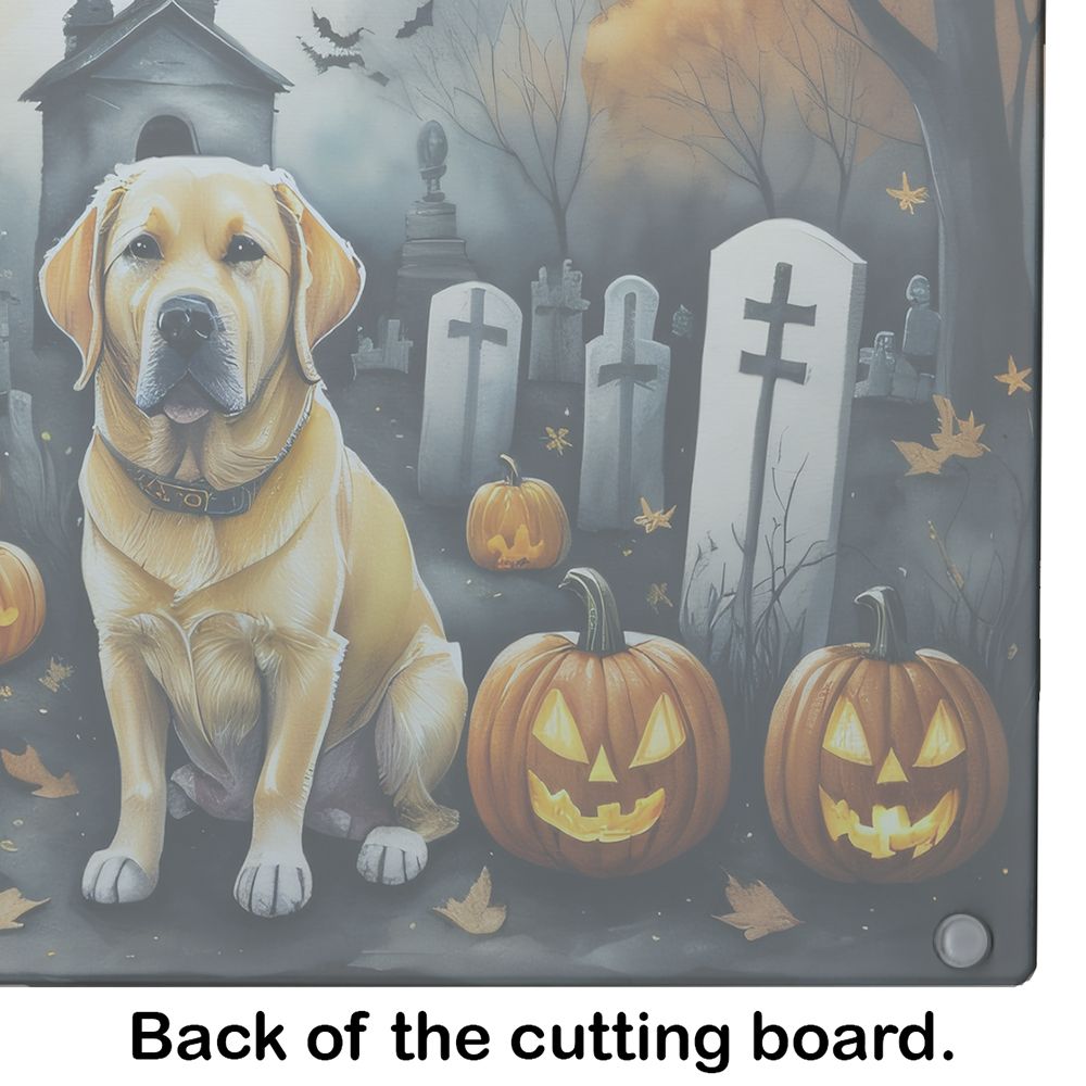 NEW Yellow Labrador Retriever Spooky Halloween Glass Cutting Board Decorative Tempered Glass Kitchen Cutting and Serving Board Large Size Chopping Board