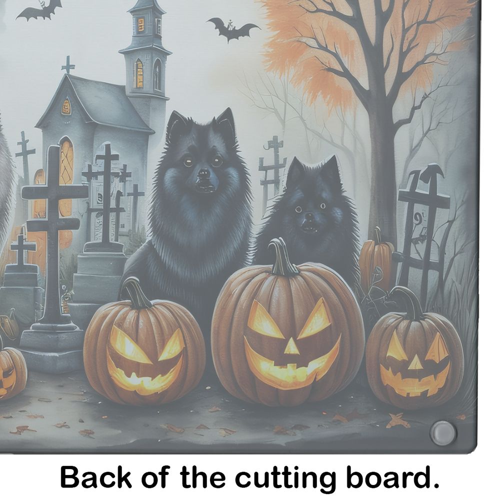 NEW Keeshond Spooky Halloween Glass Cutting Board Decorative Tempered Glass Kitchen Cutting and Serving Board Large Size Chopping Board