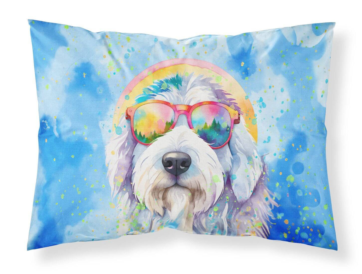 Old English Sheepdog Hippie Dawg Standard Pillowcase Lightweight Super Soft Easy Care Decorative Artwork Pillowcase, Standard
