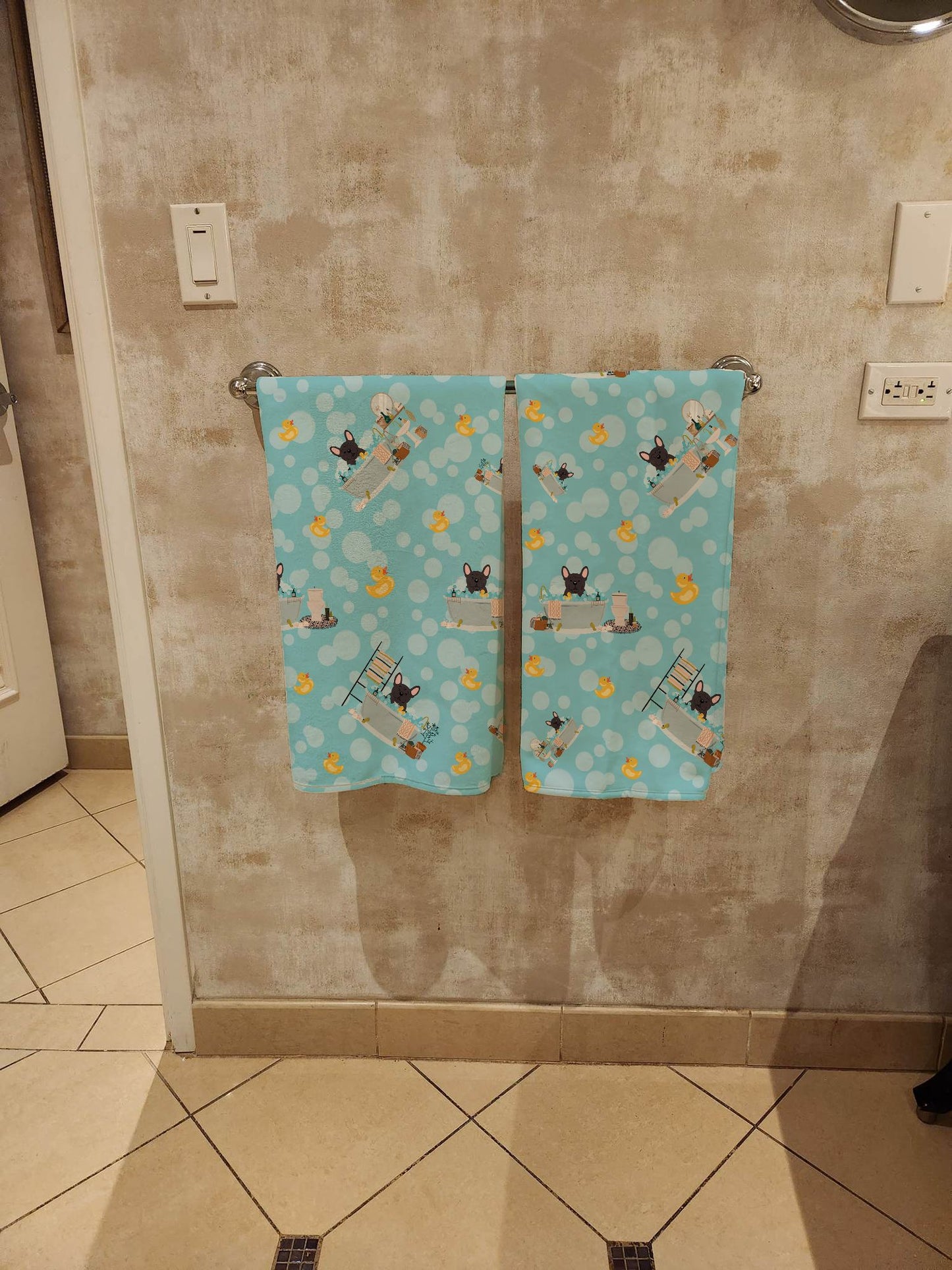 Brindle French Bulldog in Bathtub Bath Towel Large Oversized Plush Fitness Body Towel, Ultra Soft Absorbent Quick Drying, 42"L x 24"W