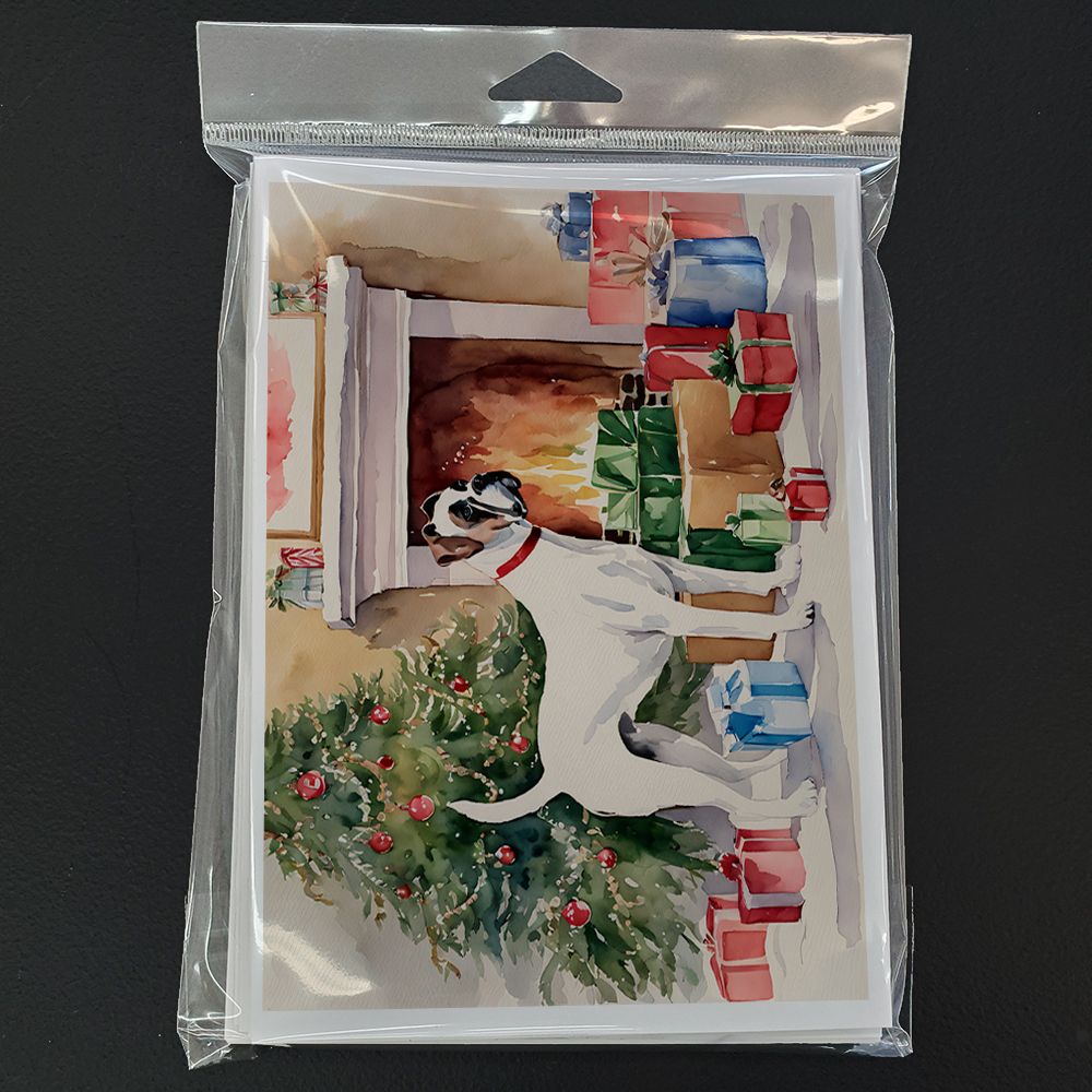 White Boxer Christmas Greeting Cards Pack of 8 Blank Cards with Envelopes Whimsical A7 Size 5x7 Blank Note Cards