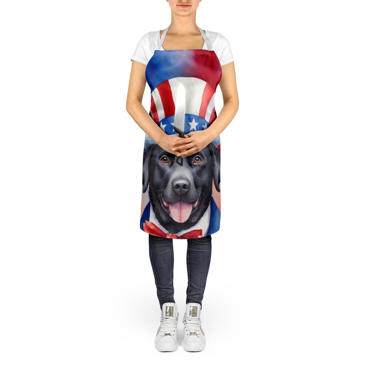 Labrador Retriever Patriotic American Apron Cooking Kitchen Server Baking Crafts Gardening for Adult Women Men, Unisex, Large, Multicolor