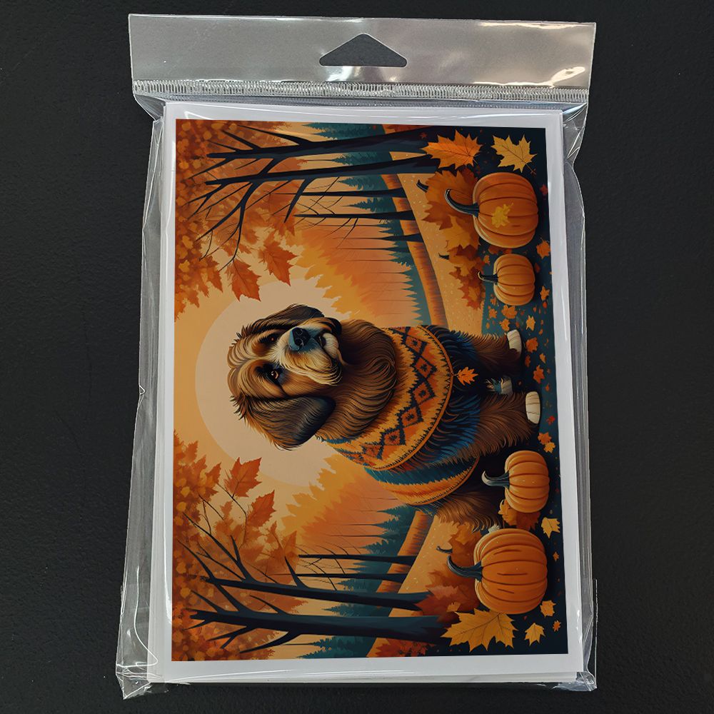 Briard Fall Greeting Cards Pack of 8 Blank Cards with Envelopes Whimsical A7 Size 5x7 Blank Note Cards