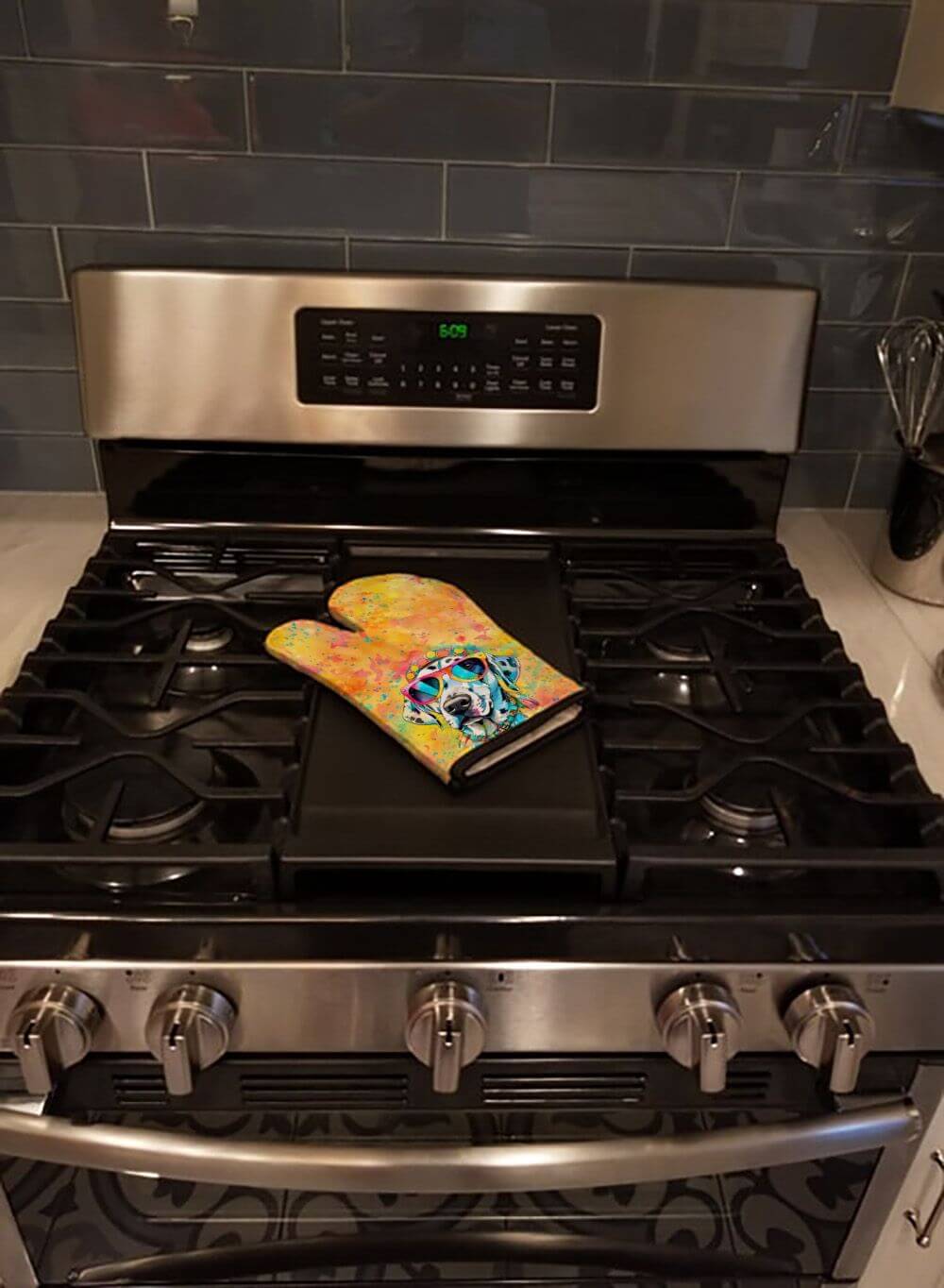Dalmatian Hippie Dawg Oven Mitt Heat Resistant Thick Oven Mitt for Hot Pans and Oven, Kitchen Mitt Protect Hands, Cooking Baking Glove