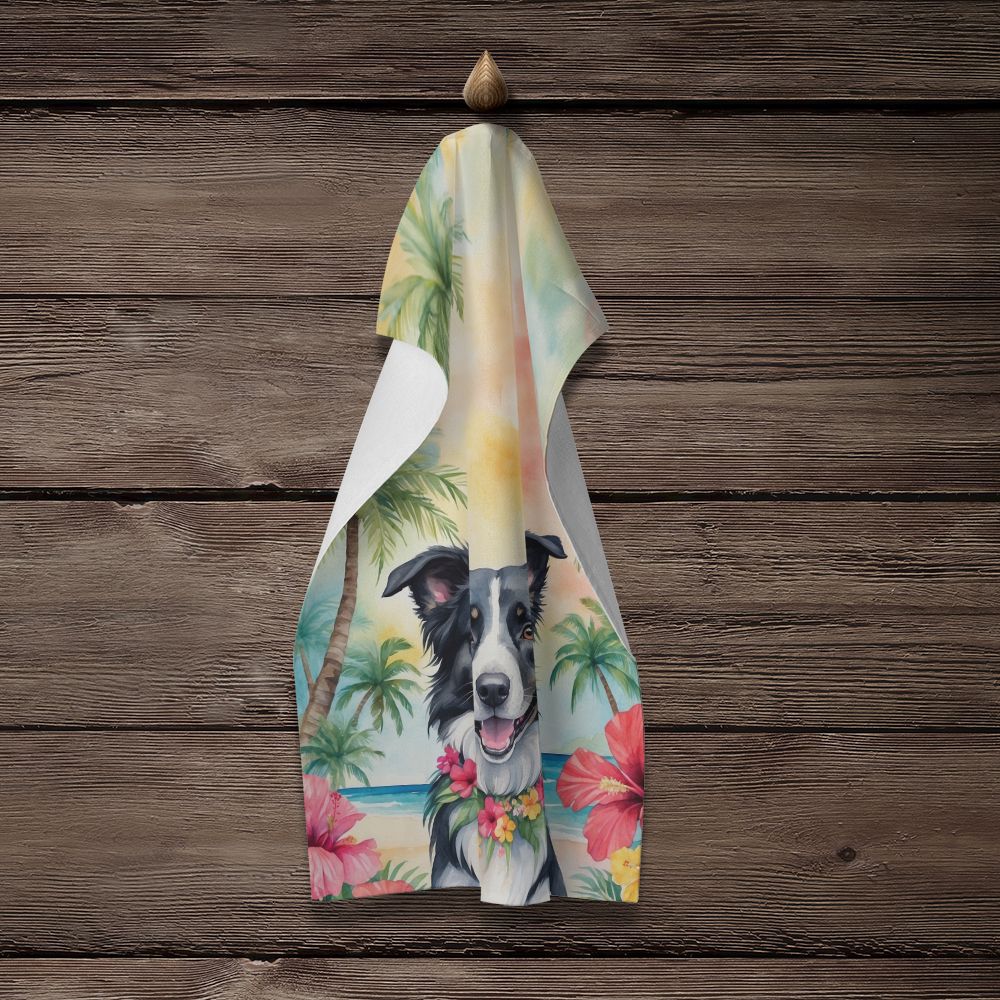 Border Collie Luau Kitchen Towel Dish Cloths Guest Hand Towel Decorative Bathroom Towel for Face,Tea, Dishcloth, Kitchen and Bath