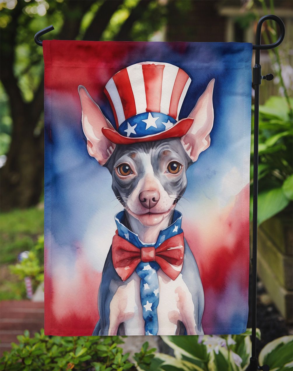 American Hairless Terrier Patriotic American Garden Flag Mailbox Flag Decorative Yard Flag Banner Outside Patio Artwork Yard Flower Beds, Garden Size, Multicolor