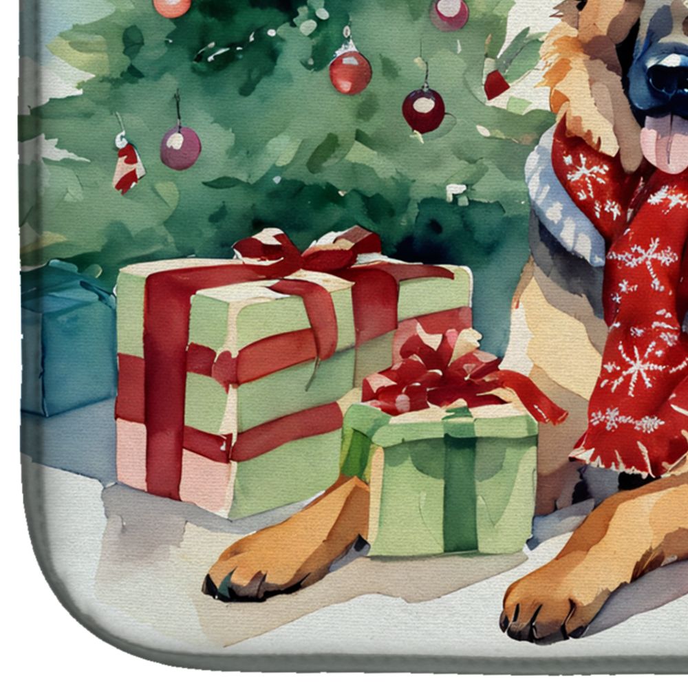 German Shepherd Cozy Christmas Dish Drying Mat Absorbent Dish Drying Mat Pad for Kitchen Counter Dish Drainer Mat for Countertop, 14 x 21", Multicolor