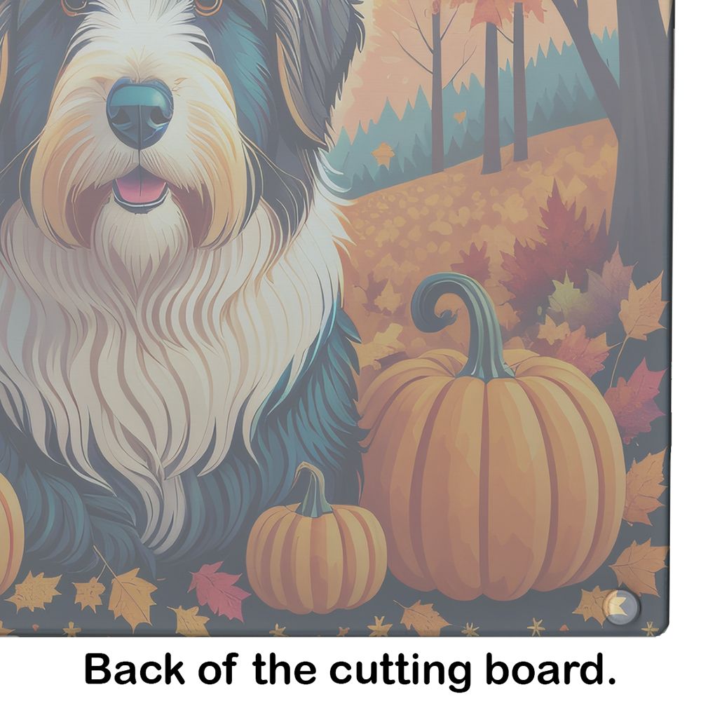 NEW Bearded Collie Fall Glass Cutting Board Decorative Tempered Glass Kitchen Cutting and Serving Board Large Size Chopping Board
