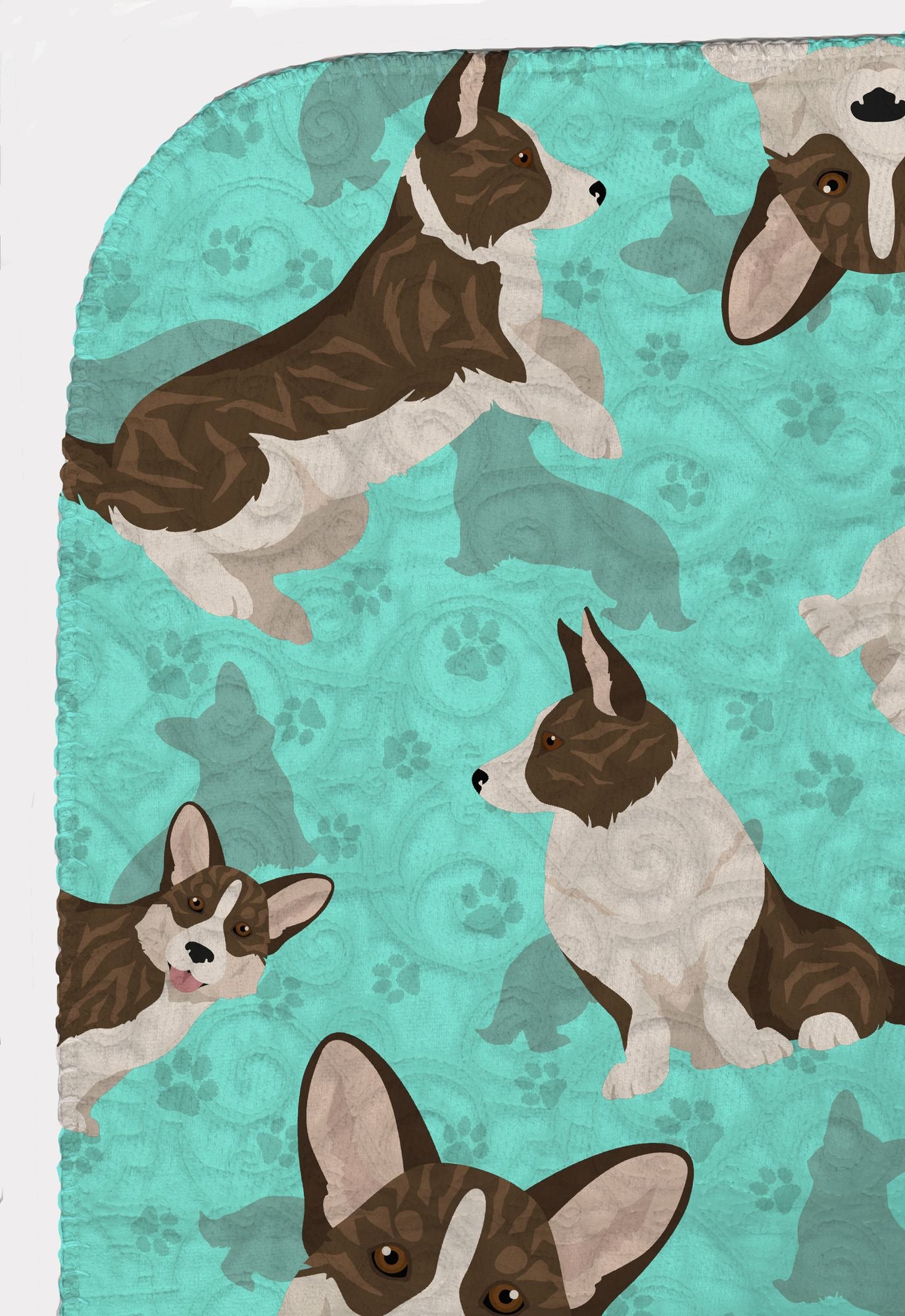 Brindle Cardigan Corgi Quilted Blanket 50x60 Artwork Pattern Quilted Throw Blanket for Bed, Couch, Sofa, Soft and Lightweight