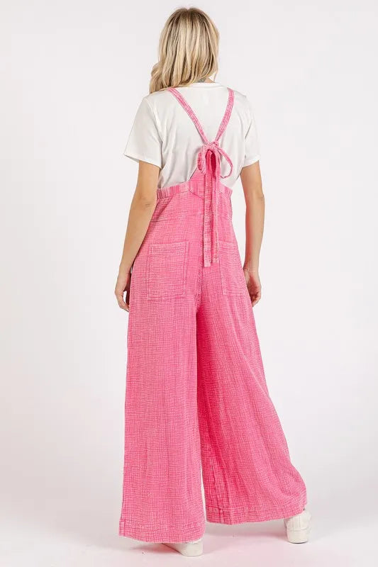 Mittoshop Textured Wide Leg Overalls - Clothes For Her Online Store