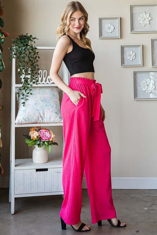 Heimish Full Size Front Tie Pants with Paperbag Waistband Plus Size - Clothes For Her Online Store
