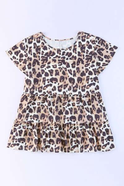Plus Size Leopard Round Neck Blouse - Clothes For Her Online Store