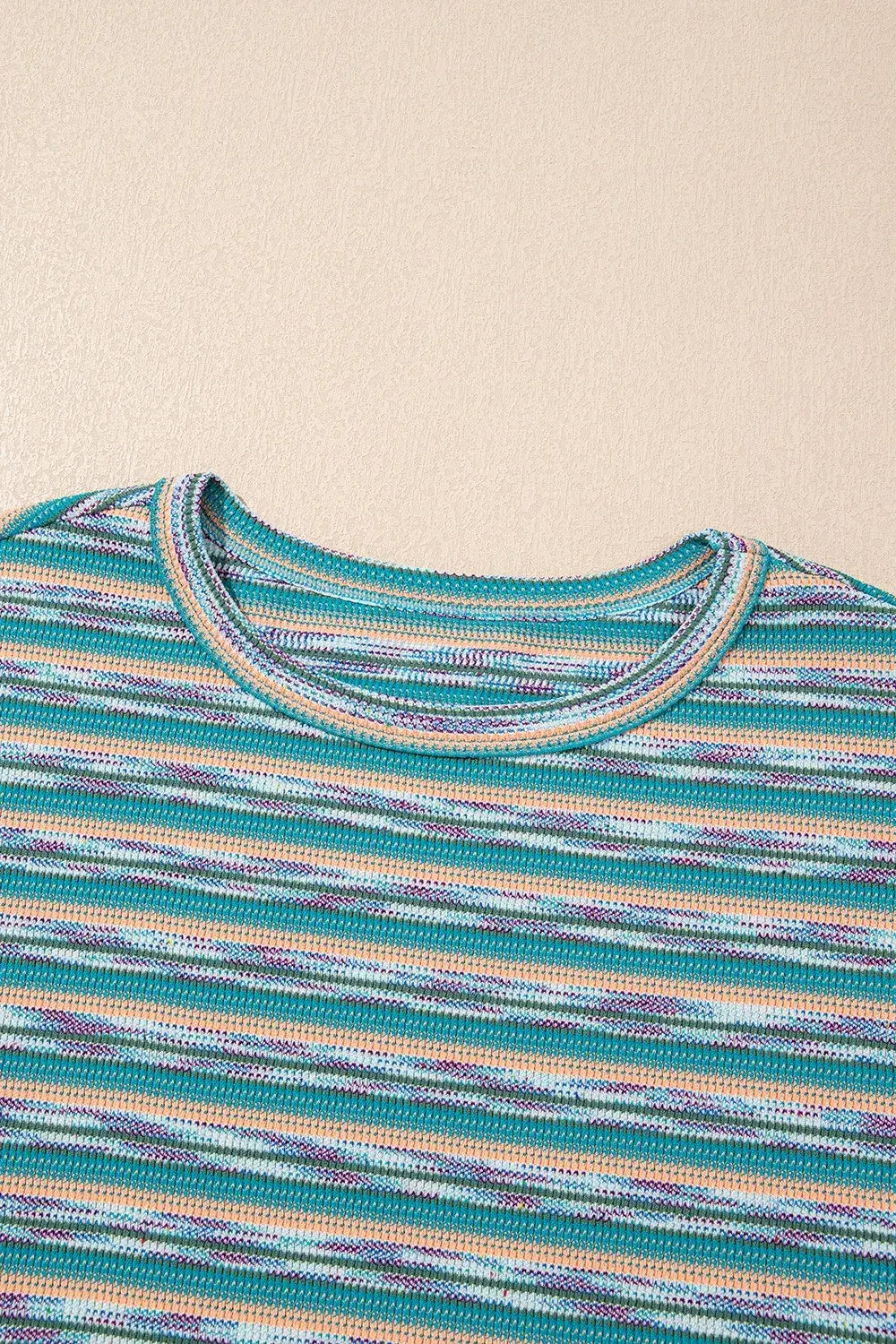 Multicolour Striped Wide Sleeve Loose T Shirt