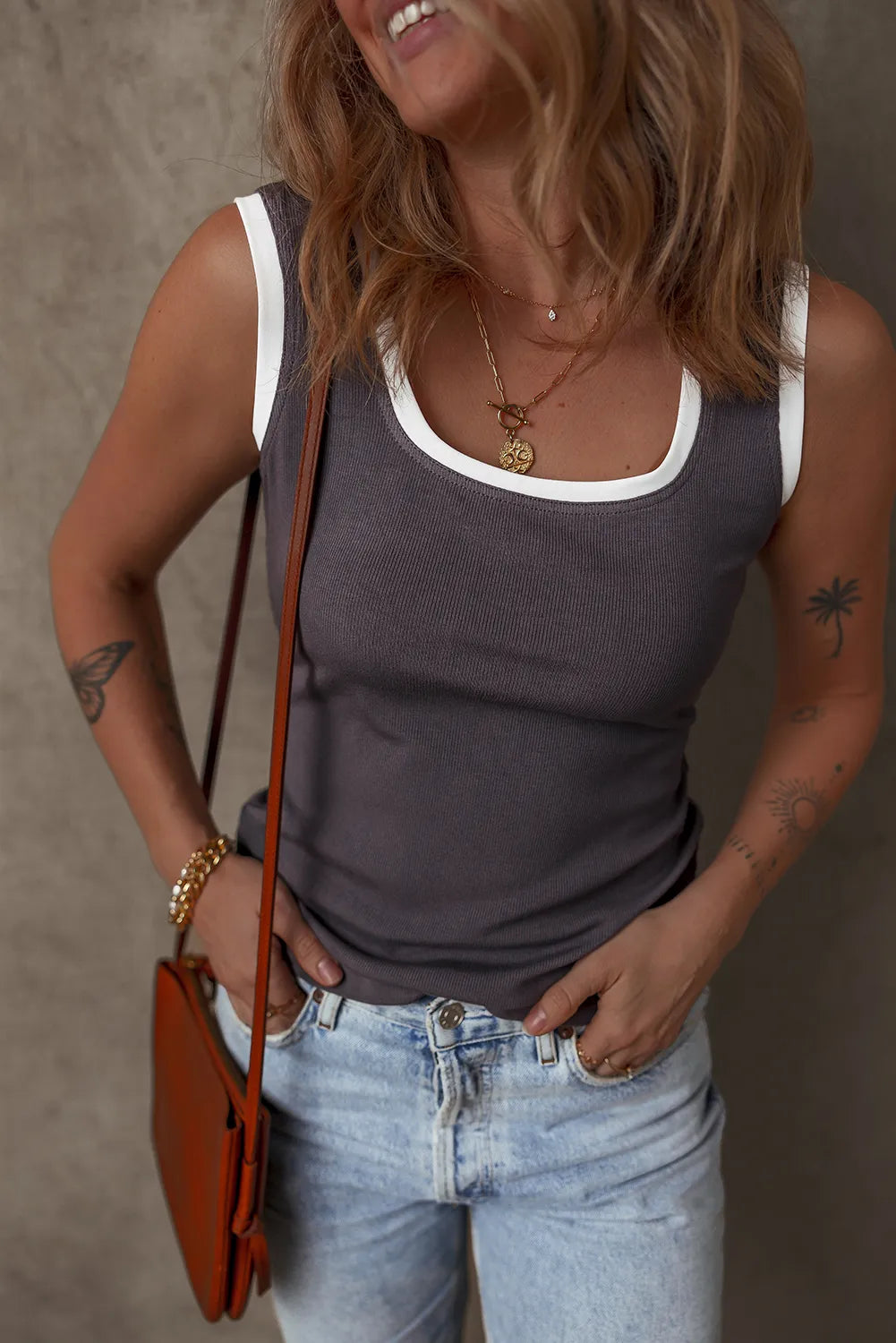 Square Neck Wide Strap Tank