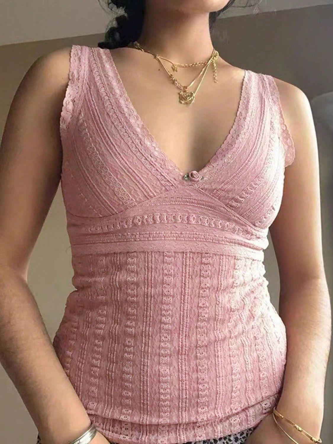 Devine Lace V-Neck Tank - Clothes For Her Online Store