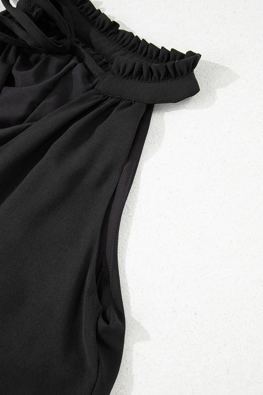 Pinched V Neck Tie Loose Tank Top