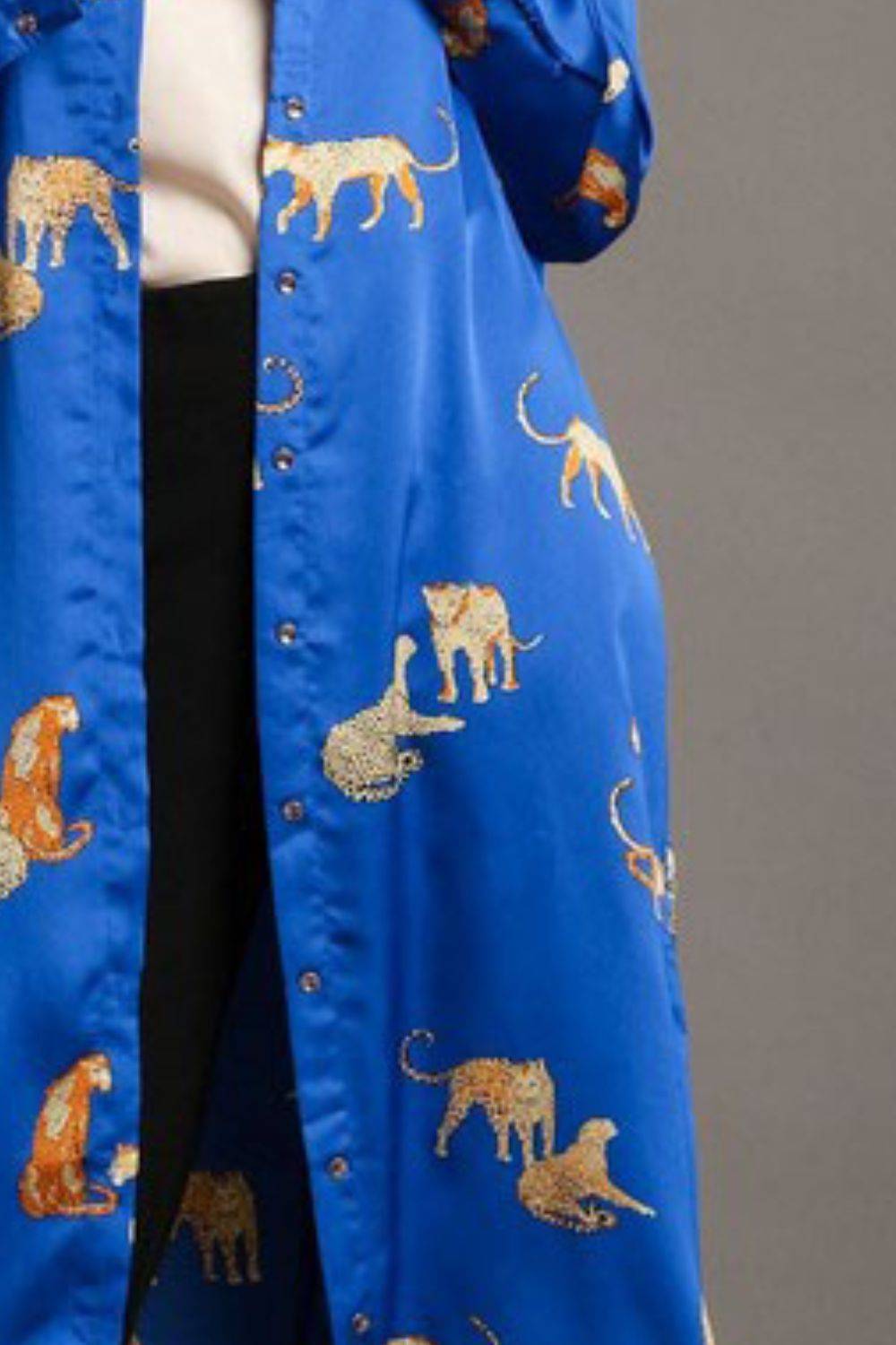 Umgee Full Size Animal Print Button Down Midi Shirt Dress Plus Size - Clothes For Her Online Store