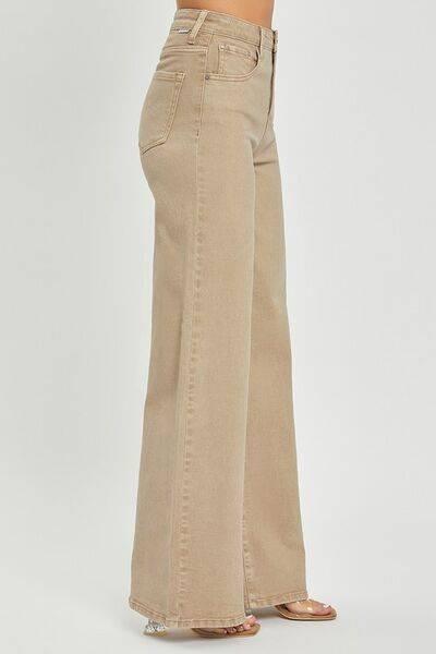 RISEN Full Size Tummy Control High Rise Wide Leg Jeans Plus Size - Clothes For Her Online Store