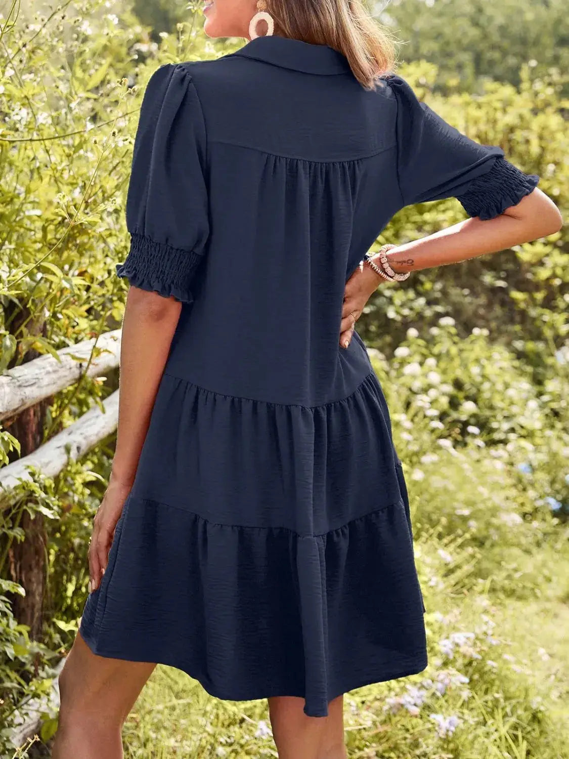 Johnny Collar Short Sleeve Mini Dress - Clothes For Her Online Store