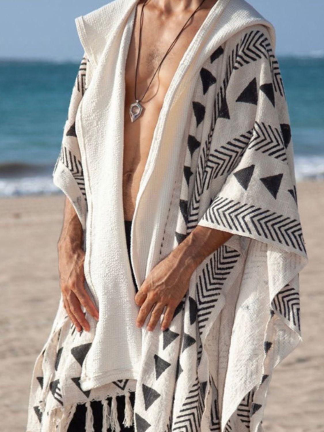 Men's Open Front Printed Cover-Up - Clothes For Her Online Store