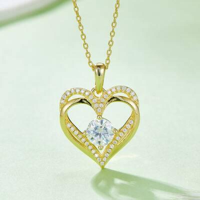 1.2 Carat Moissanite 925 Sterling Silver Heart Necklace - Clothes For Her Online Store