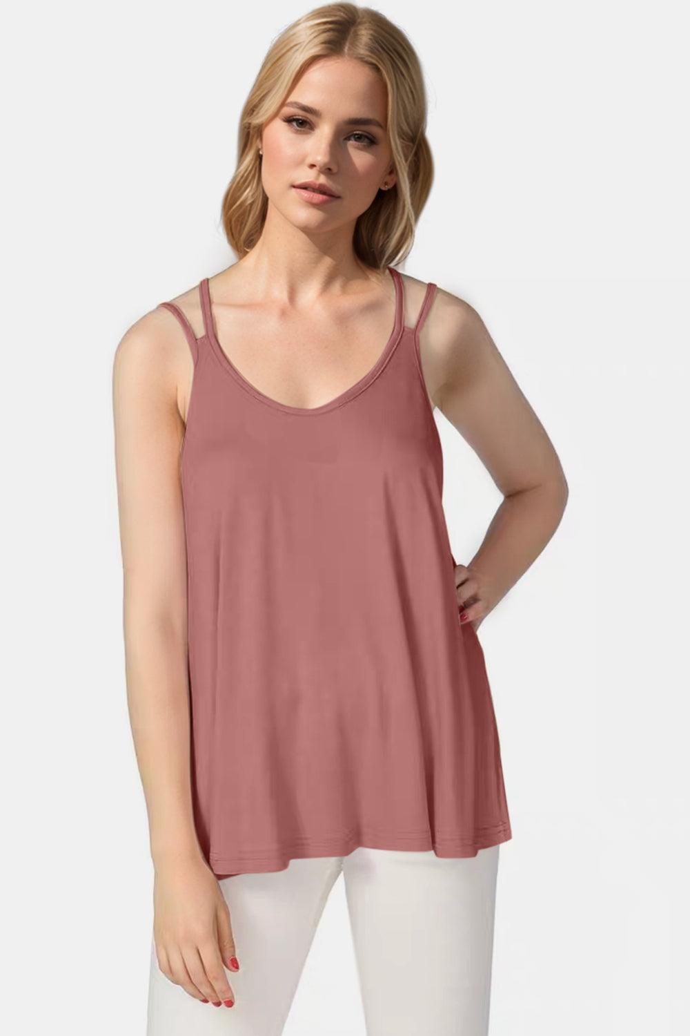 Basic Bae Bamboo Scoop Neck Double Spaghetti Straps Cami - Clothes For Her Online Store