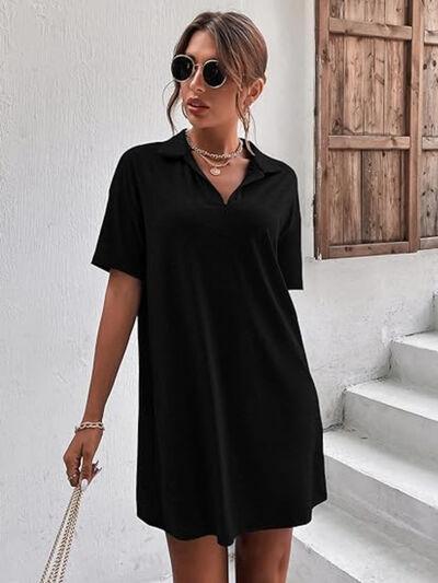 Johnny Collar Short Sleeve Polo Dress - Clothes For Her Online Store