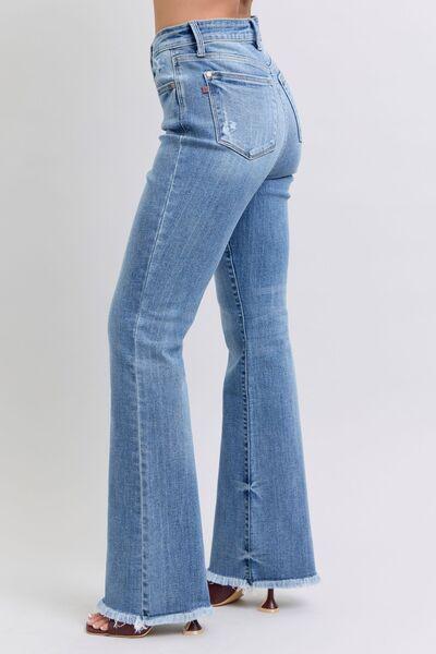 Judy Blue Full Size Raw Hem High Rise Bootcut Jeans - Clothes For Her Online Store