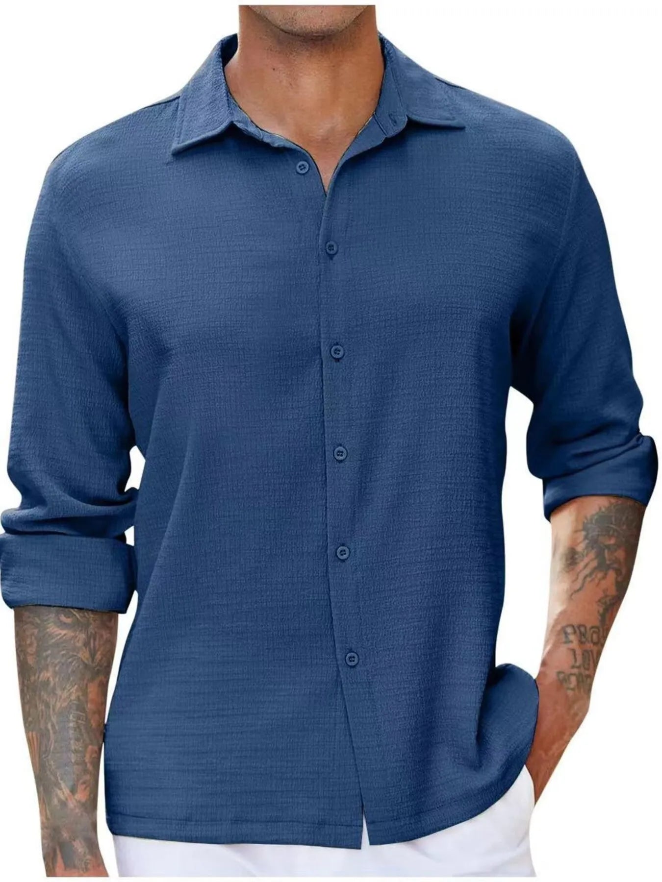 Men's Full Size Long Sleeve Button Down Shirt Plus Size