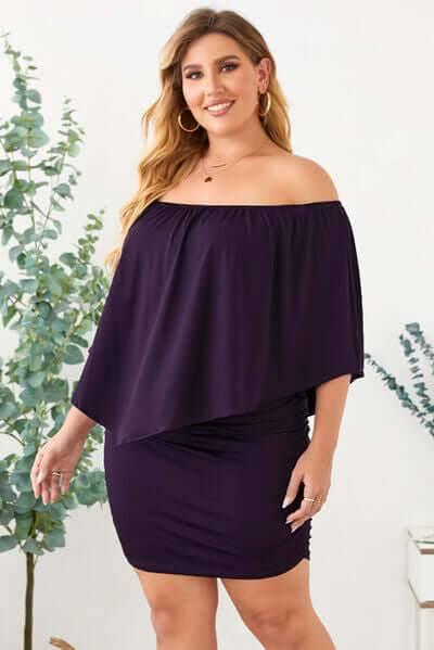 Full Size Off-Shoulder Half Sleeve Dress - Clothes For Her Online Store