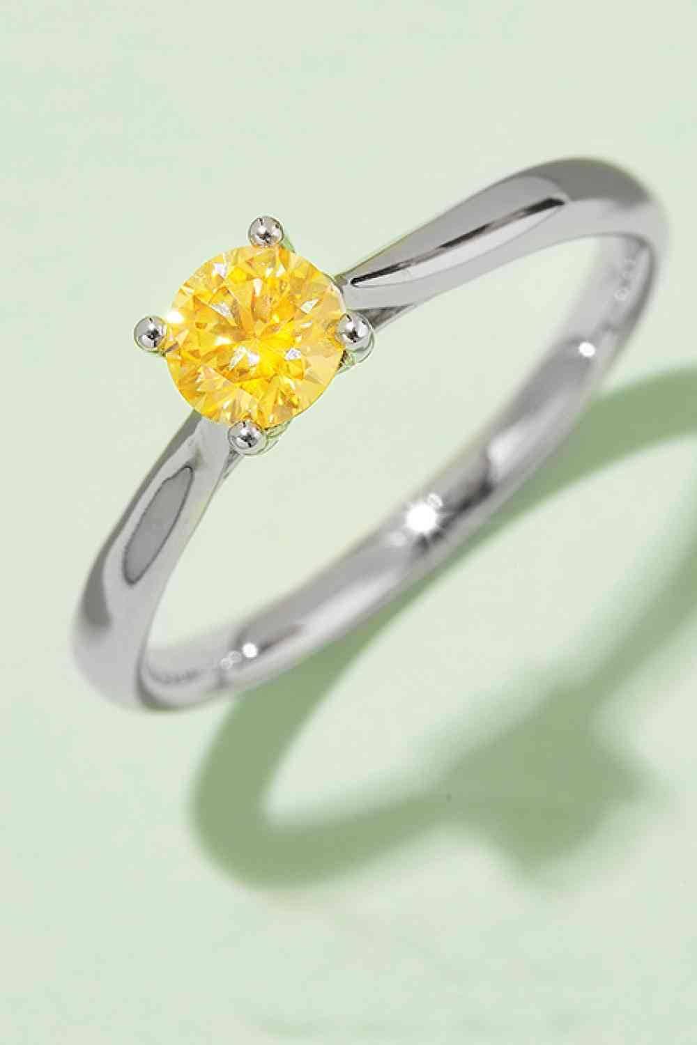 Moissanite Contrast 925 Sterling Silver Solitaire Ring - Clothes For Her Online Store