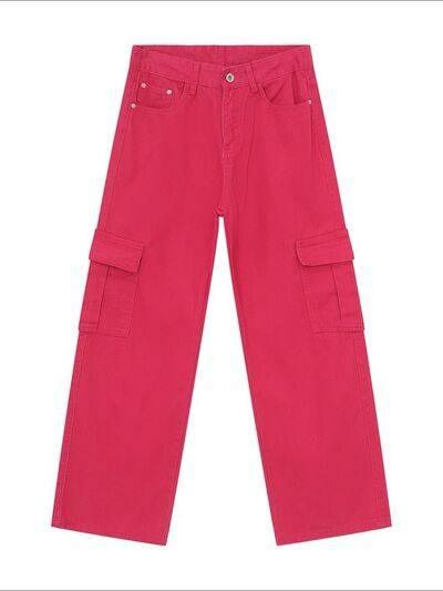 Wide Leg Cargo Jeans - Clothes For Her Online Store
