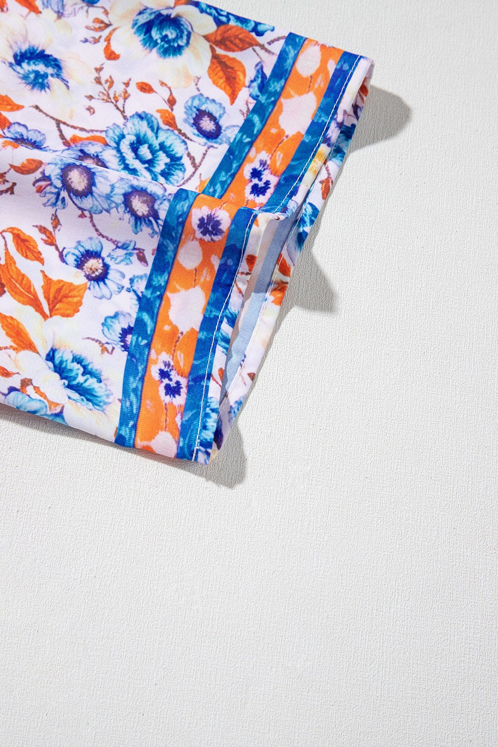 Mixed Floral Print Tie Neck Short Sleeve Dress - Clothes For Her Online Store