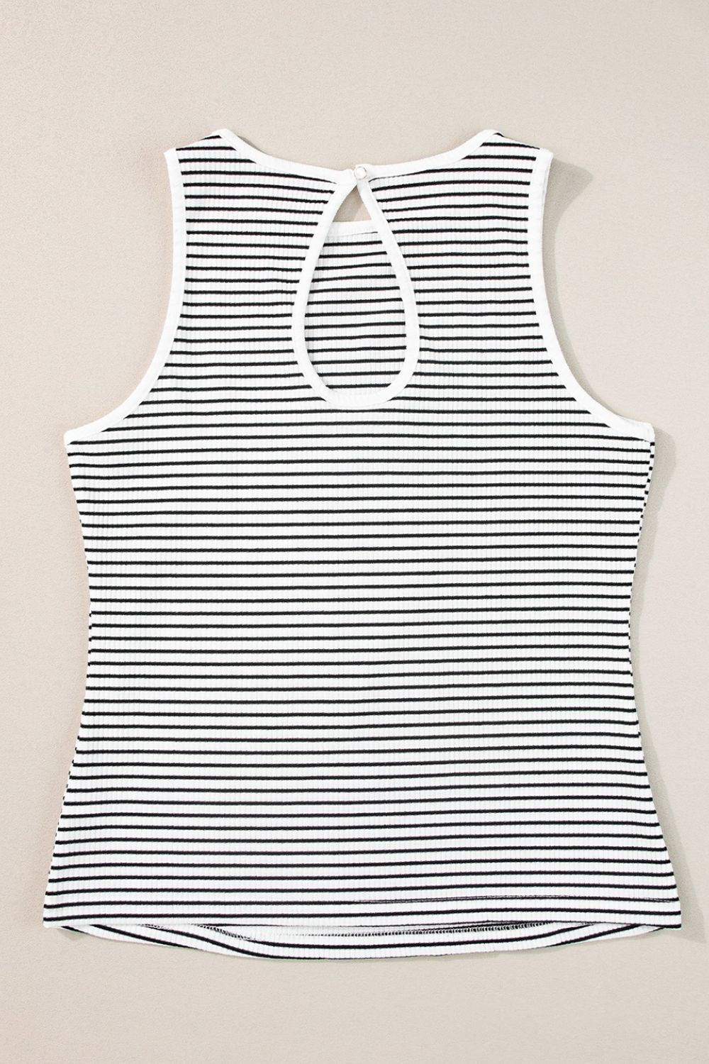 Striped Ribbed Round Neck Tank - Clothes For Her Online Store