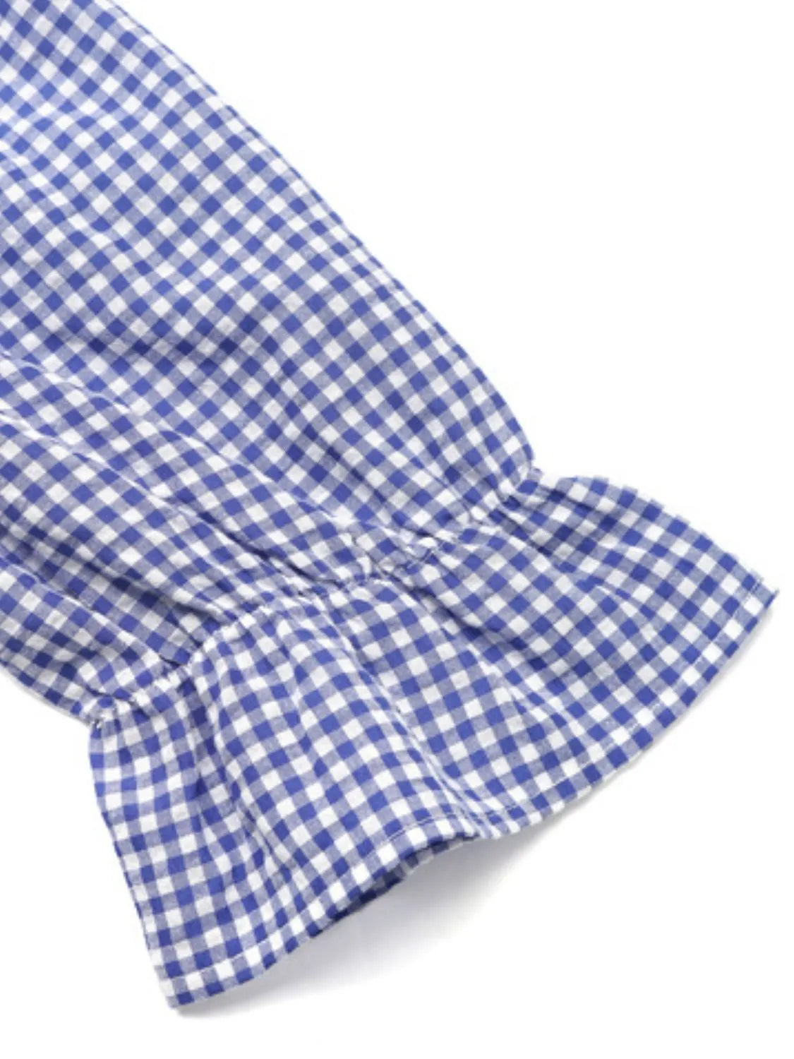 Tie Front Plaid Flounce Sleeve Blouse