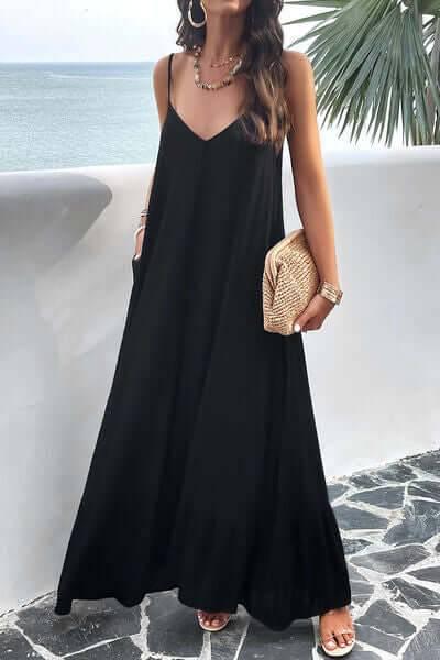 Devine Backless Maxi Cami Dress with Pockets - Clothes For Her Online Store
