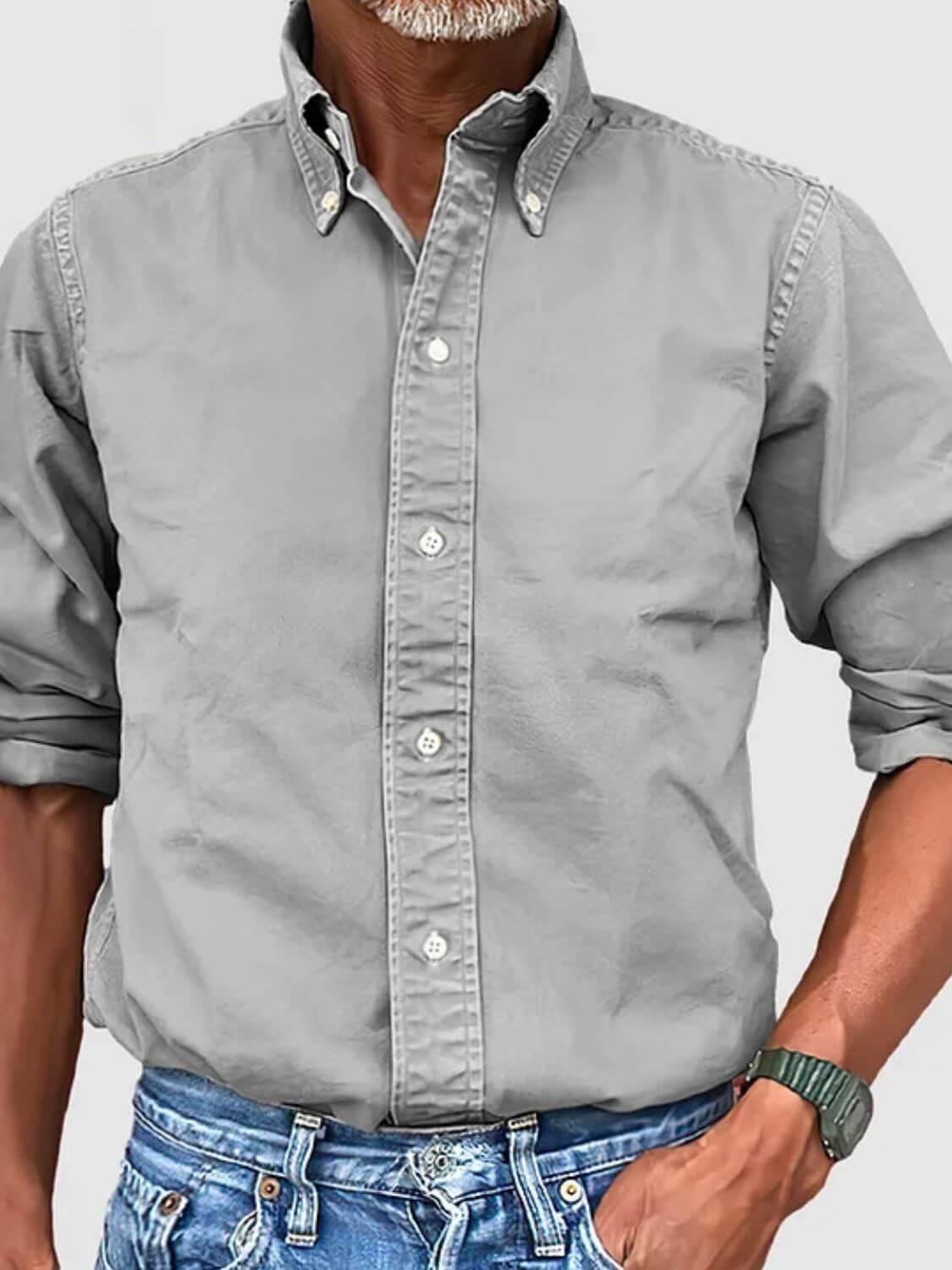Men's Full Size Collared Neck Button Down Shirt Plus Size - Clothes For Her Online Store
