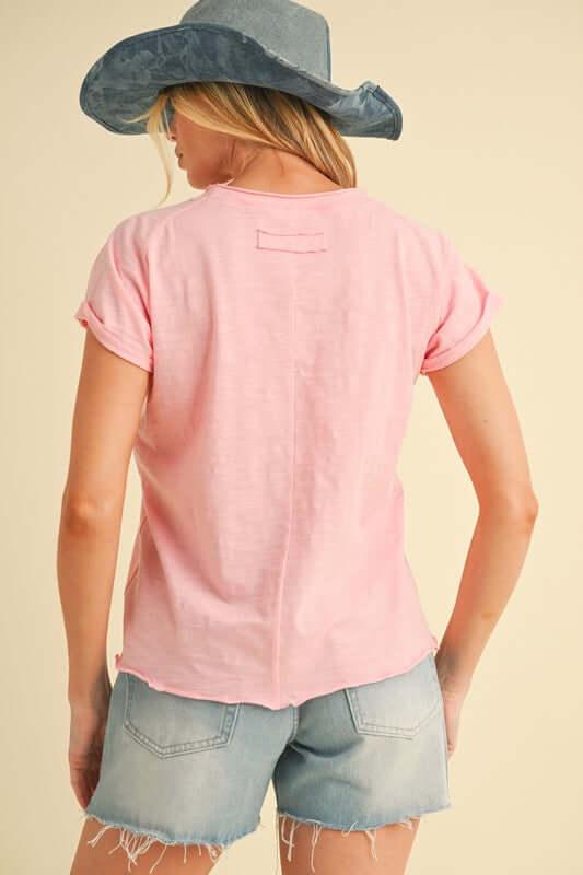 Aemi + Co Lettuce Edge Round Neck Short Sleeve T-Shirt - Clothes For Her Online Store