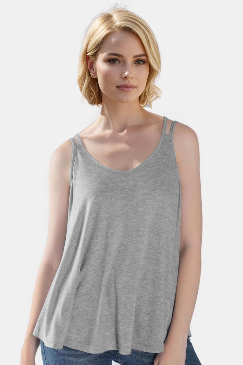Basic Bae Bamboo Scoop Neck Double Spaghetti Straps Cami - Clothes For Her Online Store
